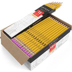 Arteza #2 HB Wood-Cased Pencils Pre-Sharpened Latex Free Erasers Box of 180