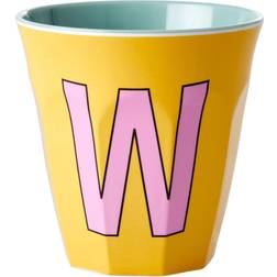 Rice melamin cup medium letter W 30 cl Yellow