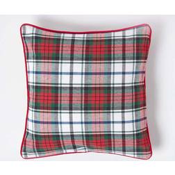 Homescapes 45 Cotton Macduff Tartan Cushion Cover Red (45x45cm)