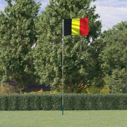 vidaXL Belgien flag og flagstang 5,55 aluminium