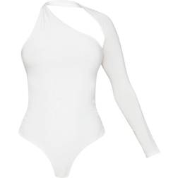 PrettyLittleThing One Shoulder Asymmetric Bodysuit - White