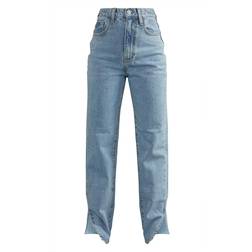 PrettyLittleThing Petite Split Hem Jeans - Light Blue