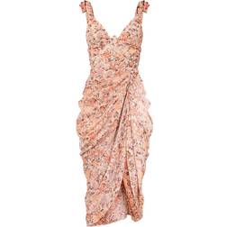 PrettyLittleThing Underwire Detail Draped Midi Dress - Peach
