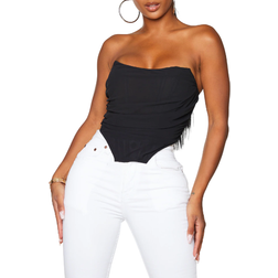 PrettyLittleThing Shape Ruched Corset Crop Top - Black