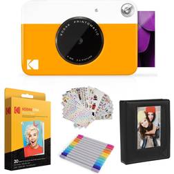 Kodak Printomatic Instant Camera Yellow Bundle 20 Pack Zink Paper Case Photo Album and More