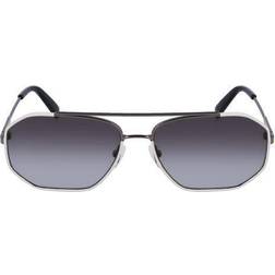 Ferragamo Leather Wrapped Pilot Sunglasses, 60mm White/Gray