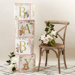 Kate Aspen Woodland Baby Block Box Pink Set of 4