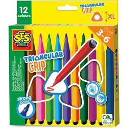 SES Creative Malstifte, Triangle Grip Marker Multicolour, Multicolor, Mehrfarbig