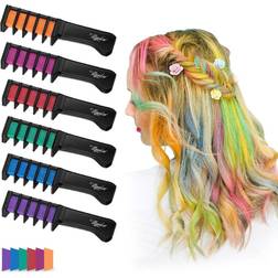 Temporary Chalk Combs Washable & Non-Toxic Hair Color Set 6 Pack