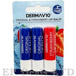 Derma V10 Pack of 3 lip balm - vegan moisturising & soothing