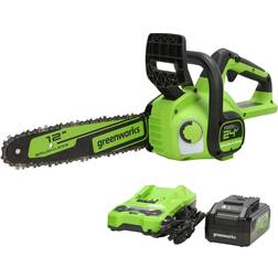 Greenworks 24V 12" Brushless Chainsaw, 4Ah USB Battery and Charger Included