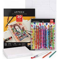 Arteza watercolor drawing set woodless watercolor pencils 24 and foldable