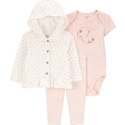 Carter's Baby's Little Cardigan Set 3-piece - Pink/White
