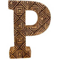 Geko Hand Carved Wooden Geometric Letter P