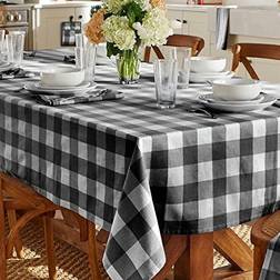 Elrene Farmhouse Buffalo Check 52-Inch Tablecloth White, Black