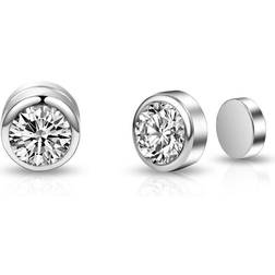 Jones Silver plated 6mm magnetic clip on earrings created with zircondiaÂ crystals