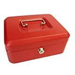Cathedral Value 20cm Inch key lock Metal Cash Box Red
