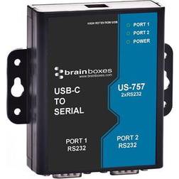 Brainboxes Usb-c to 2 serial server hub us-757