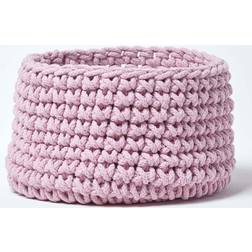 Homescapes Pink Cotton Knitted Round Basket