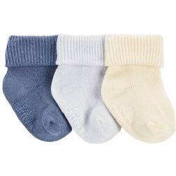 Carter's Baby Boys 3-Pack Ribbed Booties 12-24 Blue