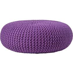 Homescapes Deep Purple Large Knitted Footstool Pouffe