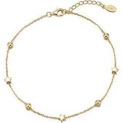 The Love Silver Collection Gold Plated Sterling Silver Star Single Anklet, Gold, Women