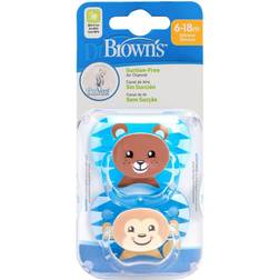 Dr. Brown's Prevent Soothers, Animal Faces, 6-18 Months Assorted Blue