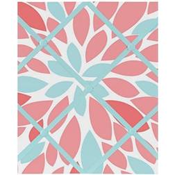 Sweet Jojo Designs Fabric MemoryMemo Photo Bulletin Board for Turquoise and coral Emma collection