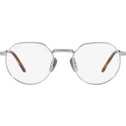 Ray-Ban RX8265V Jack Titanium Round Prescription Eyewear Frames, Silver/Demo Lens, mm