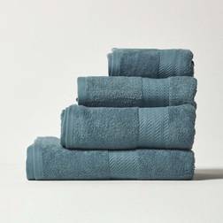 Homescapes Teal Combed Bath Towel White