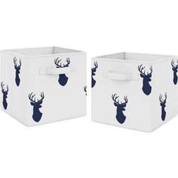 Sweet Jojo Designs Navy Blue Deer Woodland Deer Stag Collection Cube Bins