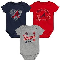 Outerstuff "Girls Newborn & Infant Navy/Red/Heathered Gray Boston Red Sox 3-Pack Batter Up Bodysuit Set"