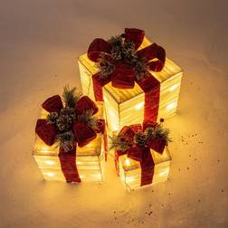 The Christmas Workshop 70749 Set of 3 Light-Up Boxes Red Bows