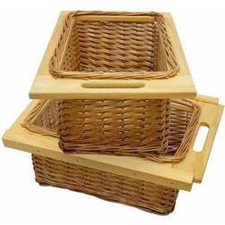 MonsterShop 2 x Pull Out Wicker Kitchen Baskets 500mm