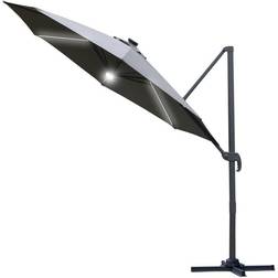 OutSunny 3m led Cantilever Parasol Outdoor with Base Solar Lights