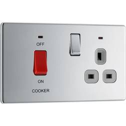 BG Chrome 45A Cooker Connection Unit Switched Socket Grey