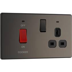 BG Black Nickel 45A Cooker Connection Unit Switched Socket