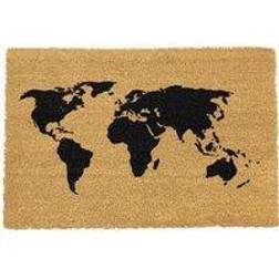 Artsy Doormats World Map Grey, Black