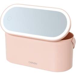 Carmen Portable LED Mirror Cosmetic Storage Pink