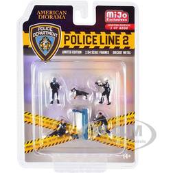 'Police Line 2' 6 piece Diecast Set 4 Police Figures 1 Dog Figure and 1 Accessory Limited Edition to 4800 pieces Worldwide for 1/64 Scale Models