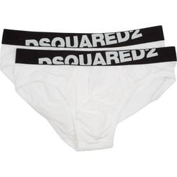 DSquared2 2-Pack Angled Logo Low-Rise Briefs, White