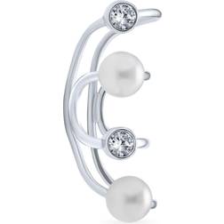 Pearl Geometric spiral wire crystal cartilage earring sterling silver