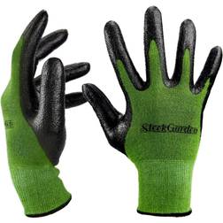 Bamboo gardening gloves ultra grip, nitrile protective coating against cuts