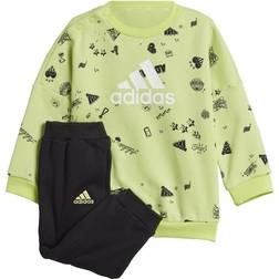 adidas Kid's Brand Love Crew Sweatshirt Set - Pulse Lime/Black/Black