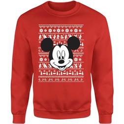 Disney Mouse Christmas Face Red Christmas Jumper