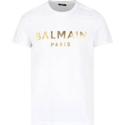 Balmain Logo Print Short Sleeved T-shirt - White