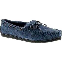 12 Adults' New Mens/Gents Navy Leather Suede Moccasin Slippers
