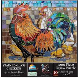 Sunsout Stained Glass Chickens 1000 Pieces