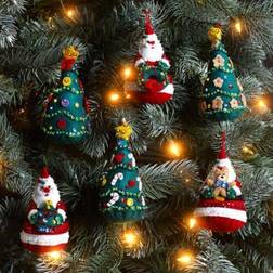 Bucilla felt ornaments applique kit set of 6-santa's tree treasures