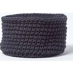 Homescapes Cotton Knitted Round Black Basket